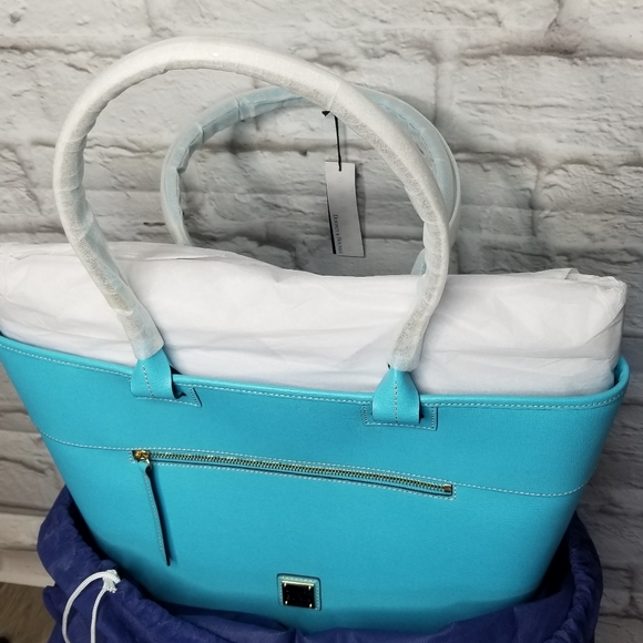 Dooney and Bourke Light Blue Saffiano Leather Tote - Picture 7 of 14